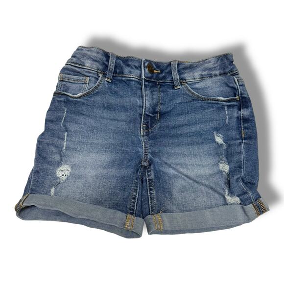 SO Girls Denim Distressed Cuffed Blue Jean Shorts Size 10 - Picture 1 of 3